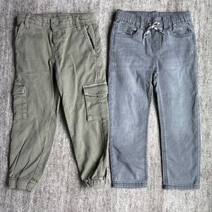 Mayoral Toddler Boys Olive Cargo Joggers & Gray Pull-On Jeans